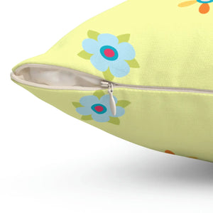 Yellow Throw Pillow – Colorful Flowers Polyester - Dipaliz - Pillows