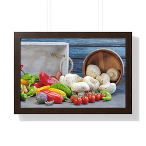 Colorful Fresh Vegetables Framed Poster Art Print - Dipaliz - 24″ x 16″ / Walnut - Posters Prints & Visual Artwork
