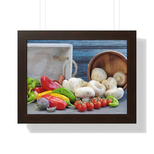 Colorful Fresh Vegetables Framed Poster Art Print - Dipaliz - 16″ x 12″ / Walnut - Posters Prints & Visual Artwork