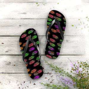 Unisex Flip Flops Colorful Leaves Beach Style - Dipaliz - l / Black Sole - Slippers