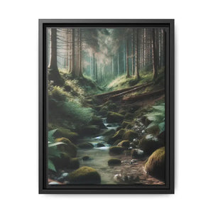 A Creek in the Woods Matte Canvas Black Frame - 12″ x 16″ (vertical) / 1.25’’ - Posters Prints & Visual Artwork
