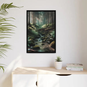 A Creek in the Woods Matte Canvas Black Frame - Posters Prints & Visual Artwork