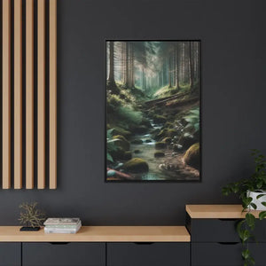 A Creek in the Woods Matte Canvas Black Frame - Posters Prints & Visual Artwork