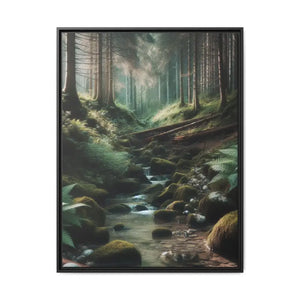 A Creek in the Woods Matte Canvas Black Frame - 30’’ x 40’’ (vertical) / 1.25’’ - Posters Prints & Visual Artwork