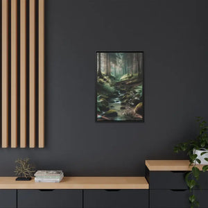 A Creek in the Woods Matte Canvas Black Frame - Posters Prints & Visual Artwork
