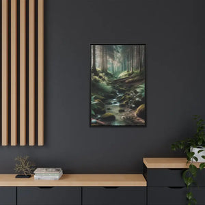 A Creek in the Woods Matte Canvas Black Frame - Posters Prints & Visual Artwork