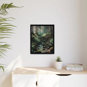 A Creek in the Woods Matte Canvas Black Frame - Posters Prints & Visual Artwork