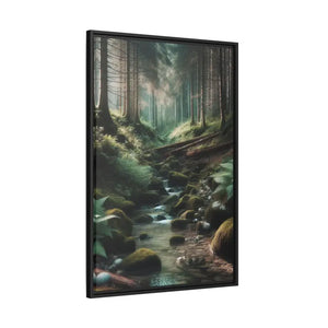 A Creek in the Woods Matte Canvas Black Frame - Posters Prints & Visual Artwork