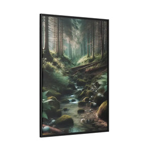 A Creek in the Woods Matte Canvas Black Frame - Posters Prints & Visual Artwork