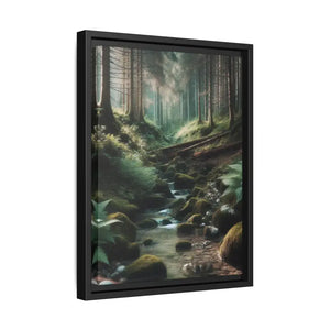A Creek in the Woods Matte Canvas Black Frame - Posters Prints & Visual Artwork