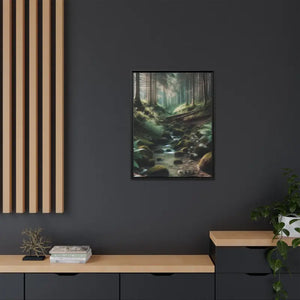 A Creek in the Woods Matte Canvas Black Frame - Posters Prints & Visual Artwork