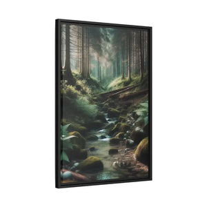 A Creek in the Woods Matte Canvas Black Frame - Posters Prints & Visual Artwork