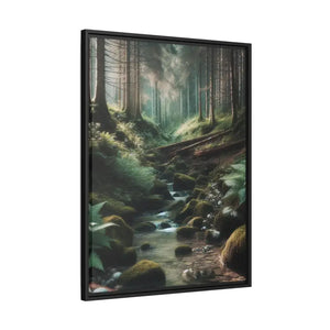A Creek in the Woods Matte Canvas Black Frame - Posters Prints & Visual Artwork