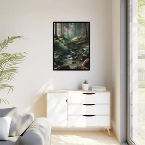 A Creek in the Woods Matte Canvas Black Frame - Posters Prints & Visual Artwork