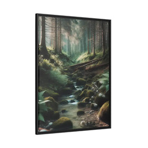 A Creek in the Woods Matte Canvas Black Frame - Posters Prints & Visual Artwork