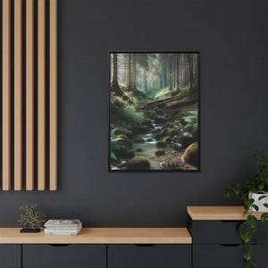 A Creek in the Woods Matte Canvas Black Frame - Posters Prints & Visual Artwork
