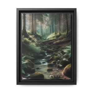 A Creek in the Woods Matte Canvas Black Frame - 9’’ x 12’’ (vertical) / 1.25’’ - Posters Prints & Visual Artwork