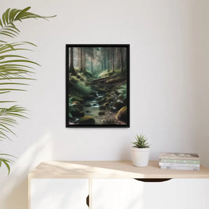 A Creek in the Woods Matte Canvas Black Frame - Posters Prints & Visual Artwork