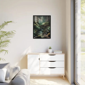 A Creek in the Woods Matte Canvas Black Frame - Posters Prints & Visual Artwork