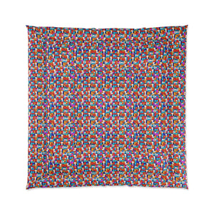 Colorful Red Comforter Green Stripes Polyester - Dipaliz - Quilts & Comforters