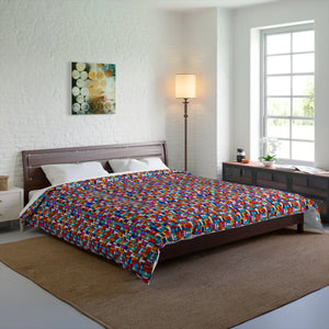 Colorful Red Comforter Green Stripes Polyester - Dipaliz - Quilts & Comforters
