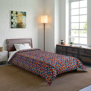 Colorful Red Comforter Green Stripes Polyester - Dipaliz - Quilts & Comforters