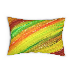 Spun Polyester Lumbar Pillow - Vibrant Striped Design - Dipaliz - 20’’ × 14’’ - Pillows