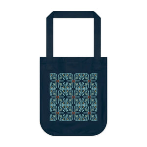 Cyan Geometric Canvas Tote Bag - Organic Cotton - Dipaliz - Bags