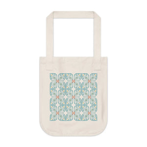 Cyan Geometric Canvas Tote Bag - Organic Cotton - Dipaliz - Bags