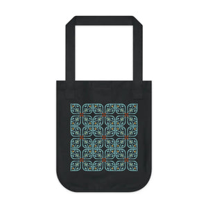 Cyan Geometric Canvas Tote Bag - Organic Cotton - Dipaliz - Bags