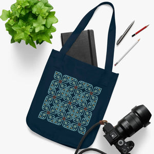Cyan Geometric Canvas Tote Bag - Organic Cotton - Dipaliz - Bags