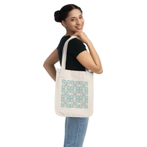 Cyan Geometric Canvas Tote Bag - Organic Cotton - Dipaliz - Bags