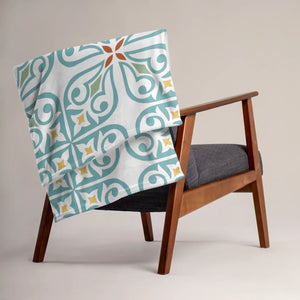 Soft Cyan Geometrical Throw Blanket - Silk Touch - Dipaliz - Blankets
