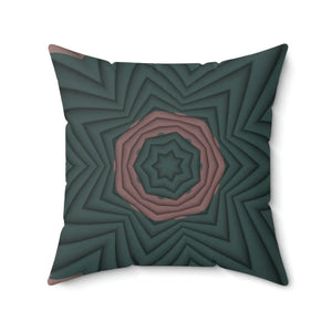 Pink Abstract Polyester Square Pillow - Dark Green - Dipaliz - Throw Pillows
