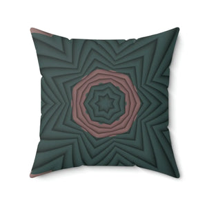 Pink Abstract Polyester Square Pillow - Dark Green - Dipaliz - Throw Pillows