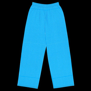 Blue Polka Dot Wide Leg Pants - Soft Knit Jersey - Dipaliz