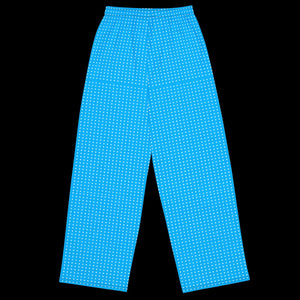 Blue Polka Dot Wide Leg Pants - Soft Knit Jersey - Dipaliz