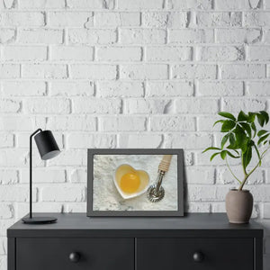 An Egg Yolk on a Bowl Flour with Pasta Cutter Framed Paper Posters - Prints & Visual Artwork