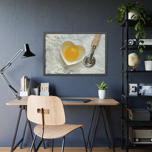 An Egg Yolk on a Bowl Flour with Pasta Cutter Framed Paper Posters - Prints & Visual Artwork