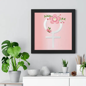 Female Symbol Flowers Gallery Canvas Framed Poster by Dipaliz - 16″ x / Black - Posters Prints & Visual Artwork