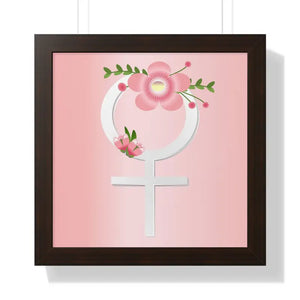 Female Symbol Flowers Gallery Canvas Framed Poster by Dipaliz - 16″ x / Walnut - Posters Prints & Visual Artwork