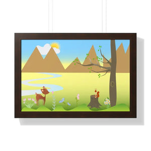 Framed Horizontal Poster - Flora Fauna Archive Art - Dipaliz - 24″ x 16″ / Walnut - Posters Prints & Visual Artwork