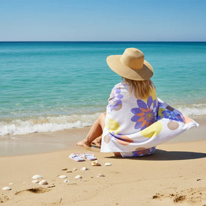 Floral Pattern Beach Towel – Terry Fabric - Dipaliz - Towels