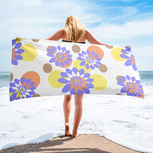 Floral Pattern Beach Towel – Terry Fabric - Dipaliz - Towels