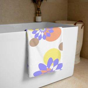 Floral Pattern Beach Towel – Terry Fabric - Dipaliz - Towels