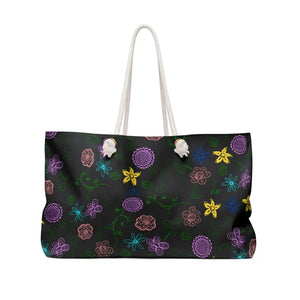 Black Oversized Polyester Weekender Bag - Ocean Vibes - Dipaliz - 24’’ × 13’’ - Tote Bags