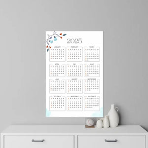 Wall Decals Floral Calendar - Durable Polyester Design - Dipaliz - 24’’ x 36’’ - Home Decor