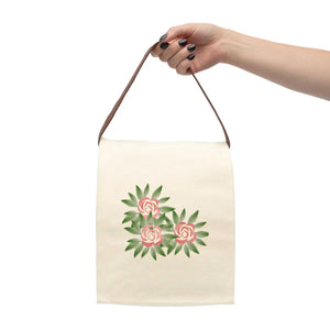Floral Pink Roses Lunch Bag - Canvas Work Tote - Dipaliz - Bags