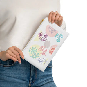 Floral Cosmetic Bag - Cotton Canvas with Gold Zipper - Dipaliz - White / one Size - & Toiletry Bags
