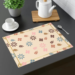 Cream Floral Cotton Placemat – Reversible - Dipaliz - Placemats